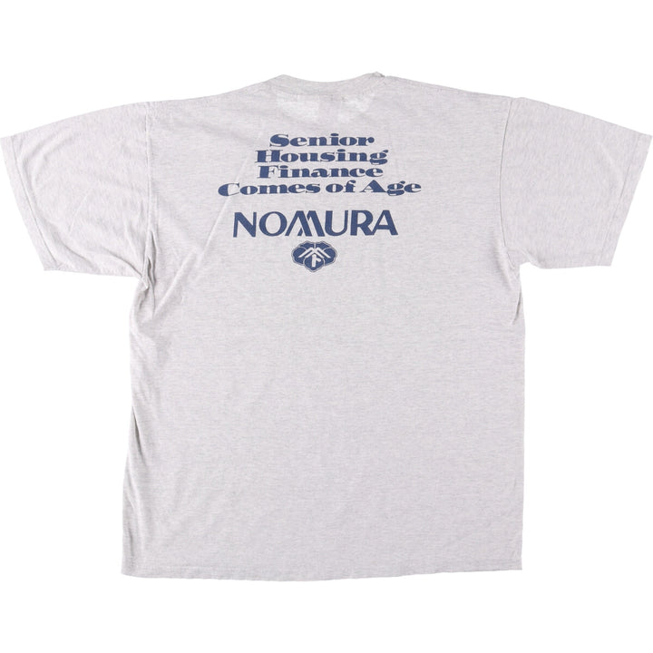 90'S Jerseys NOMURA Nomura Securities Advertising T-shirt Made in USA Men's XL Vintage cotton gray type Vintage Second Hand