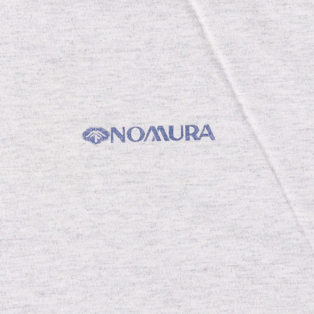 90'S Jerseys NOMURA Nomura Securities Advertising T-shirt Made in USA Men's XL Vintage cotton gray type Vintage Second Hand