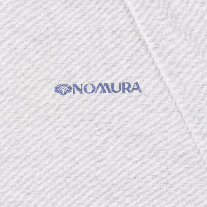 90'S Jerseys NOMURA Nomura Securities Advertising T-shirt Made in USA Men's XL Vintage cotton gray type Vintage Second Hand