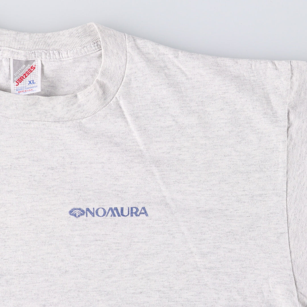90'S Jerseys NOMURA Nomura Securities Advertising T-shirt Made in USA Men's XL Vintage cotton gray type Vintage Second Hand