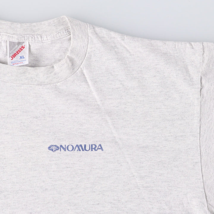 90'S Jerseys NOMURA Nomura Securities Advertising T-shirt Made in USA Men's XL Vintage cotton gray type Vintage Second Hand