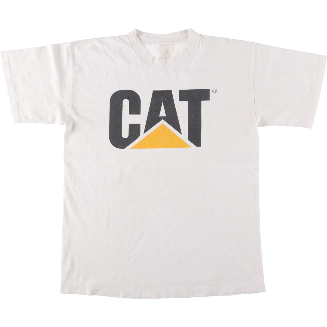 90'S CATERPILLAR Caterpillar Advertising T-shirt Made in USA Men's L Vintage cotton white type Vintage Second Hand