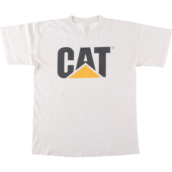 90'S CATERPILLAR Caterpillar Advertising T-shirt Made in USA Men's L Vintage cotton white type Vintage Second Hand