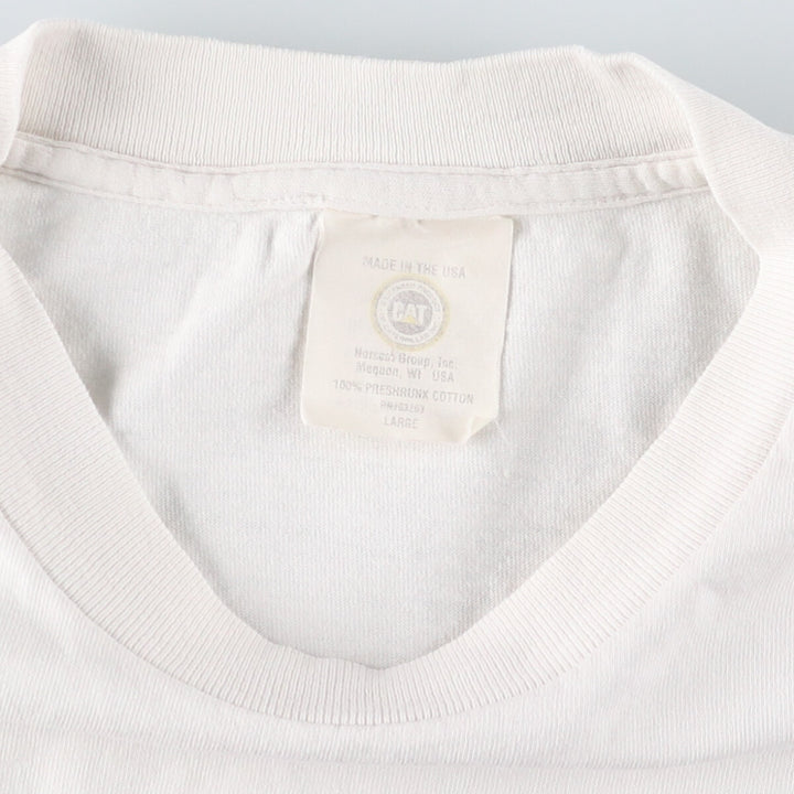 90'S CATERPILLAR Caterpillar Advertising T-shirt Made in USA Men's L Vintage cotton white type Vintage Second Hand
