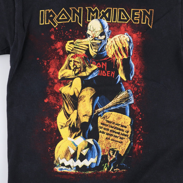 Gildan Iron Maiden Band T-Shirt, Men's Medium Size cotton black type Vintage Second Hand