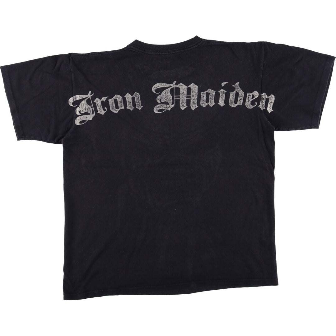 ROCK and REBELLION IRON MAIDEN Skull Pattern Band T-Shirt (Men's Size L) cotton black type Vintage Second Hand