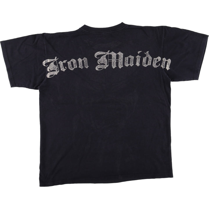 ROCK and REBELLION IRON MAIDEN Skull Pattern Band T-Shirt (Men's Size L) cotton black type Vintage Second Hand