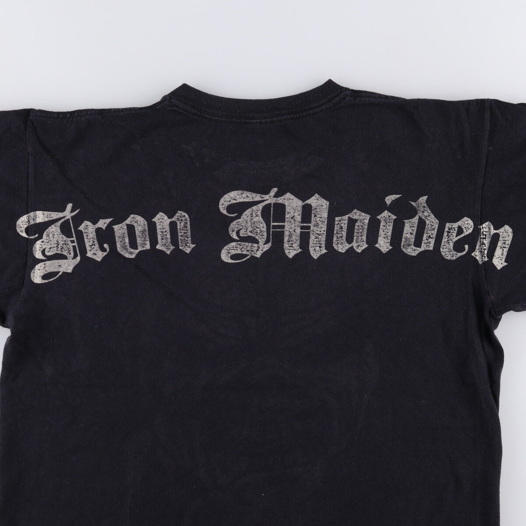 ROCK and REBELLION IRON MAIDEN Skull Pattern Band T-Shirt (Men's Size L) cotton black type Vintage Second Hand