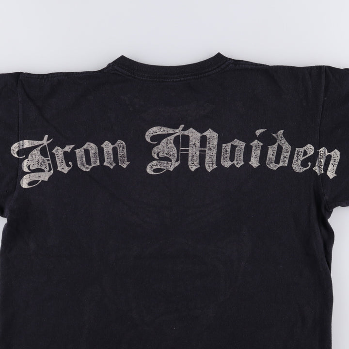 ROCK and REBELLION IRON MAIDEN Skull Pattern Band T-Shirt (Men's Size L) cotton black type Vintage Second Hand