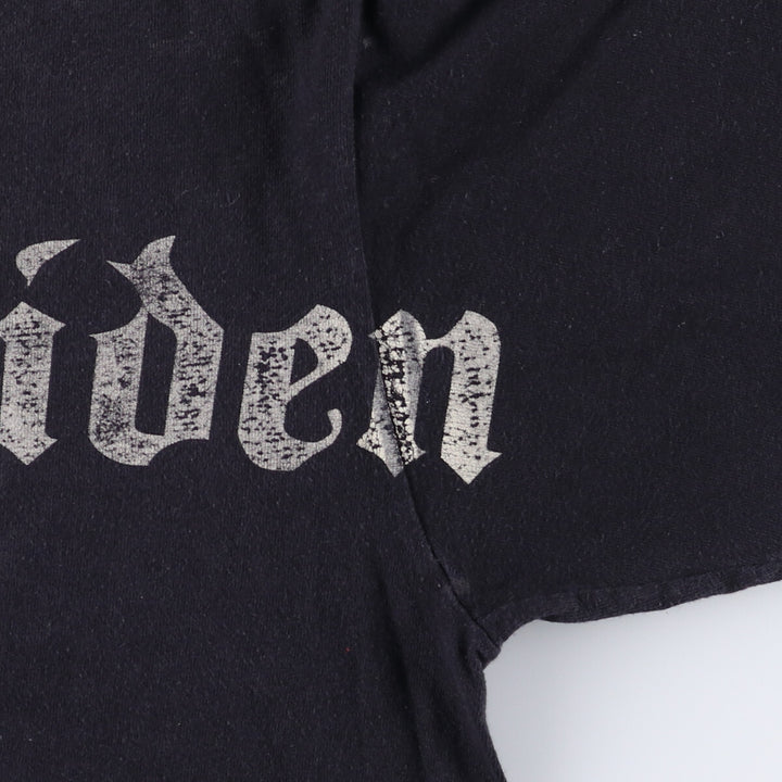 ROCK and REBELLION IRON MAIDEN Skull Pattern Band T-Shirt (Men's Size L) cotton black type Vintage Second Hand