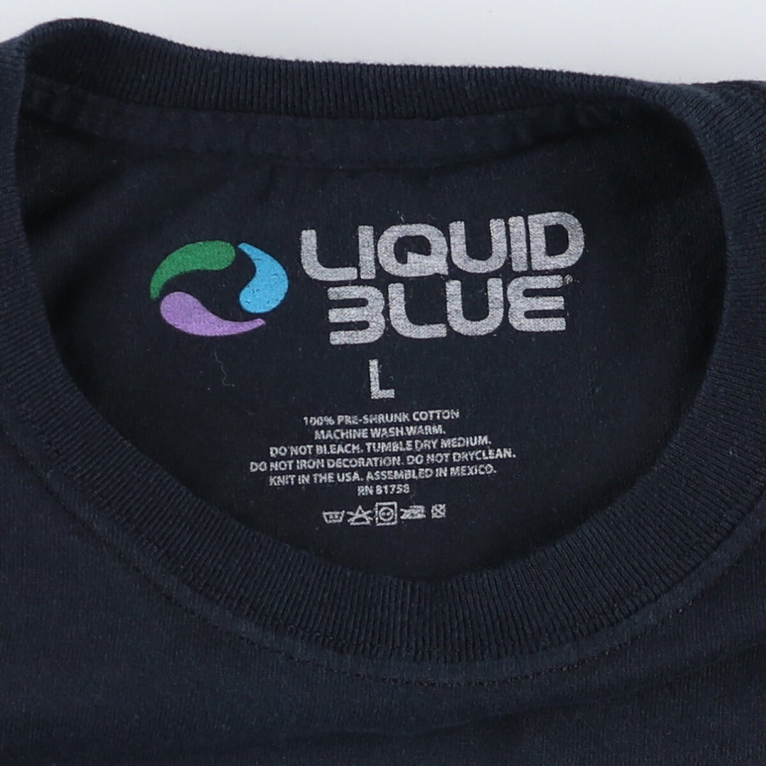 Liquid Blue GRATEFUL DEAD Skull Pattern Band T-shirt Band Tee Men's L size cotton black type Vintage Second Hand