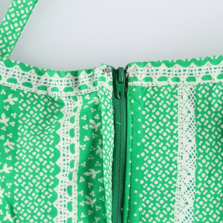 Montaldo Tina Laser all-over print ruffled maxi length flared dress camisole dress women's size S unclear green type Vintage Second Hand