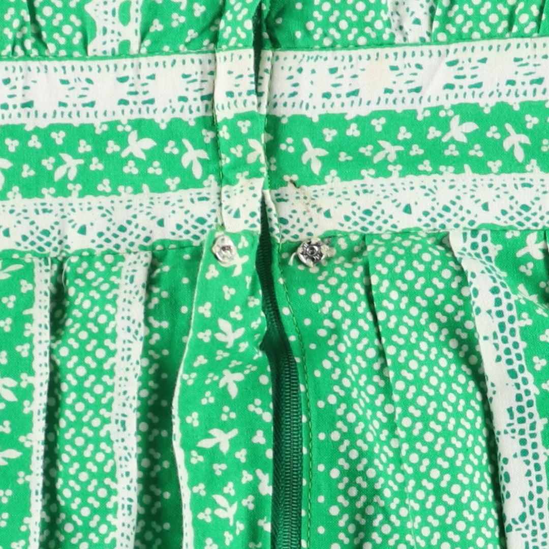 Montaldo Tina Laser all-over print ruffled maxi length flared dress camisole dress women's size S unclear green type Vintage Second Hand