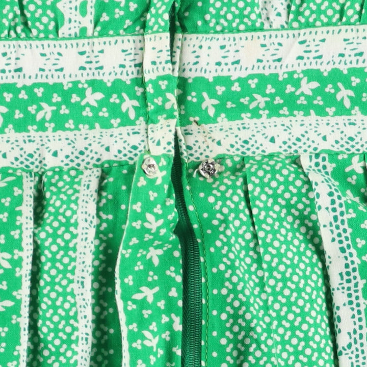 Montaldo Tina Laser all-over print ruffled maxi length flared dress camisole dress women's size S unclear green type Vintage Second Hand