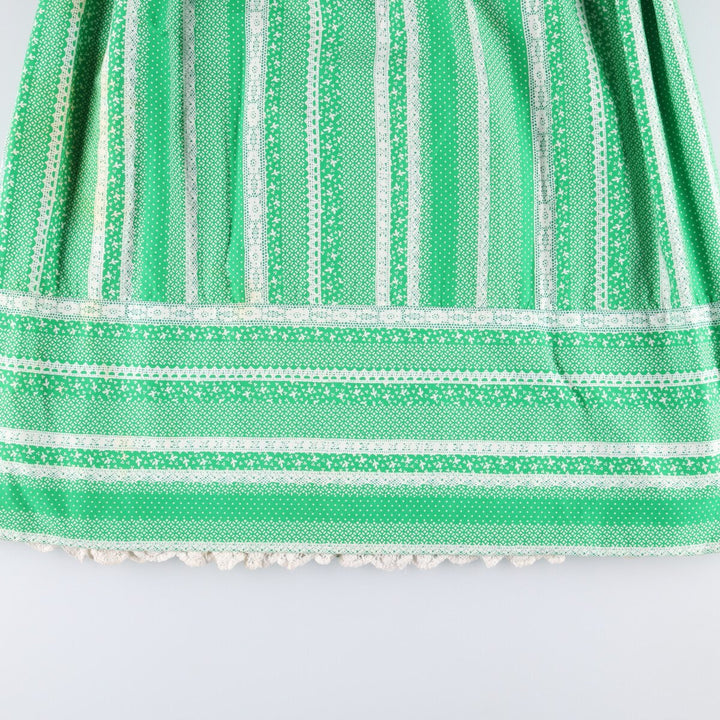 Montaldo Tina Laser all-over print ruffled maxi length flared dress camisole dress women's size S unclear green type Vintage Second Hand