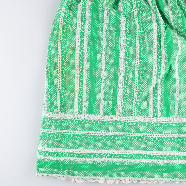 Montaldo Tina Laser all-over print ruffled maxi length flared dress camisole dress women's size S unclear green type Vintage Second Hand