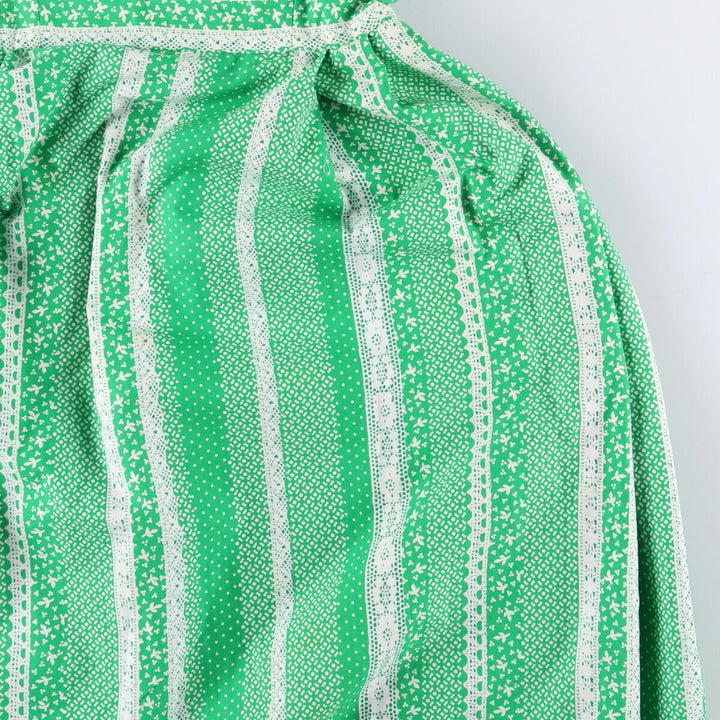 Montaldo Tina Laser all-over print ruffled maxi length flared dress camisole dress women's size S unclear green type Vintage Second Hand