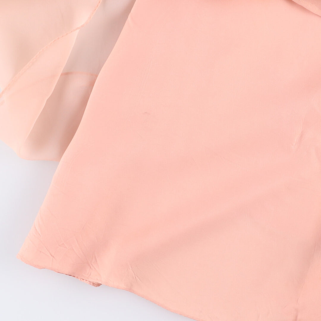 60'S Miss Elliette Chiffon V-neck Maxi length Flare dress Women's M size Vintage unclear coral Vintage Second Hand