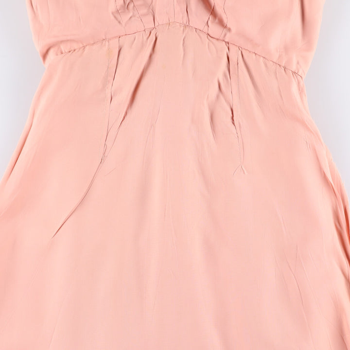 60'S Miss Elliette Chiffon V-neck Maxi length Flare dress Women's M size Vintage unclear coral Vintage Second Hand