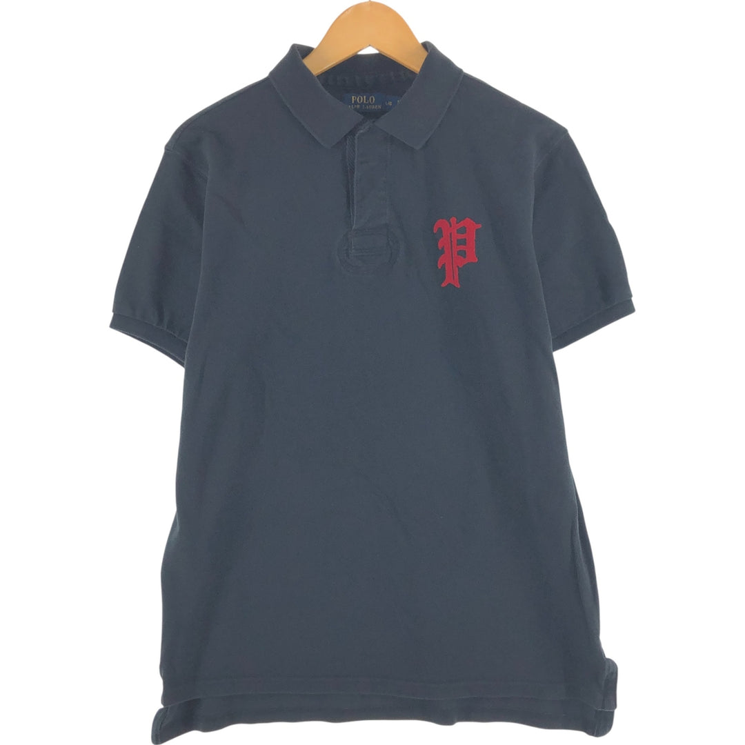 Ralph Lauren POLO RALPH LAUREN CUSTOM FIT short sleeve polo shirt men's size L cotton black type Vintage Second Hand