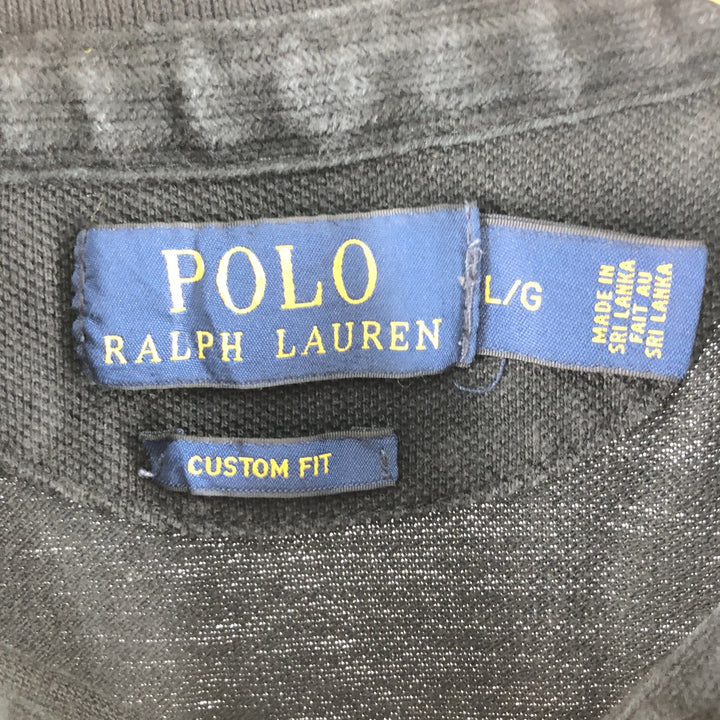 Ralph Lauren POLO RALPH LAUREN CUSTOM FIT short sleeve polo shirt men's size L cotton black type Vintage Second Hand