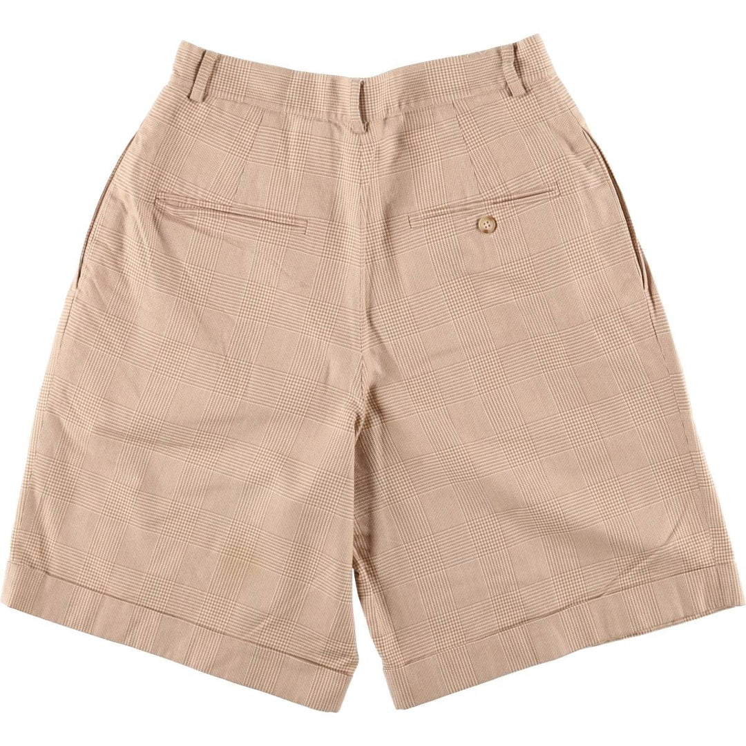 90'S Ralph Lauren Polo Sport Gun Club Check Two-pleat Cotton Shorts Women's L (w28) cotton Beige type Vintage Second Hand