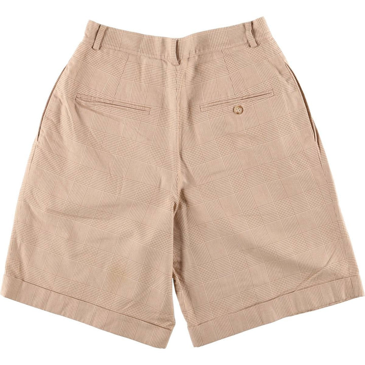 90'S Ralph Lauren Polo Sport Gun Club Check Two-pleat Cotton Shorts Women's L (w28) cotton Beige type Vintage Second Hand