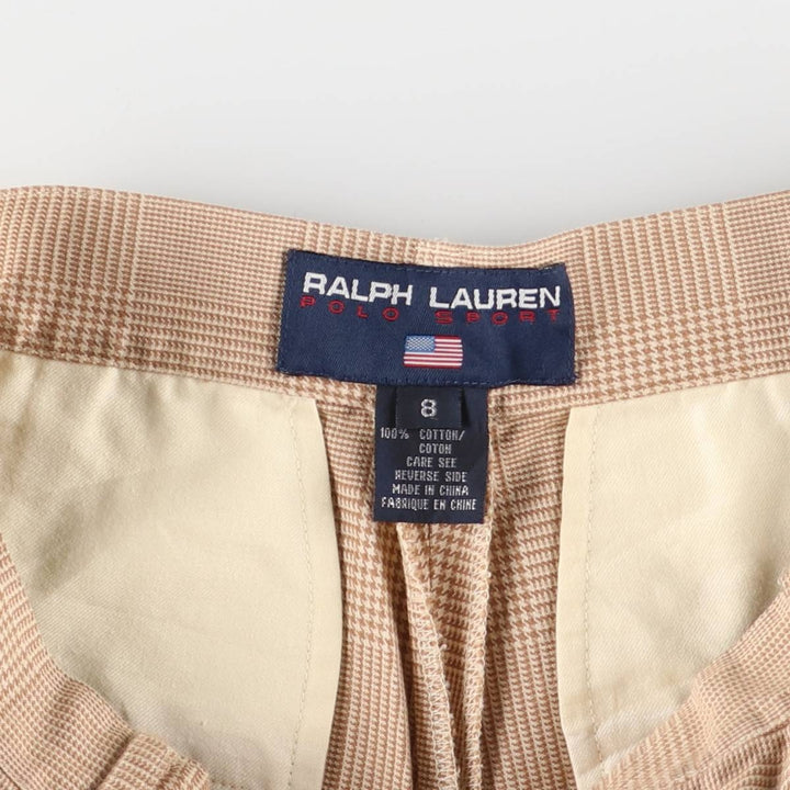 90'S Ralph Lauren Polo Sport Gun Club Check Two-pleat Cotton Shorts Women's L (w28) cotton Beige type Vintage Second Hand