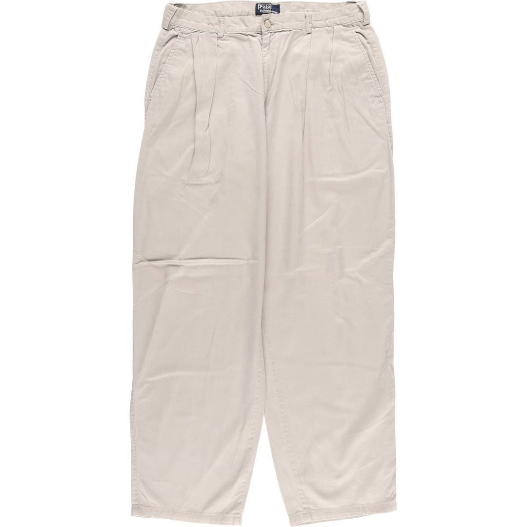90'S Ralph Lauren POLO by Ralph Lauren Two-pleat Chino Pants Made in USA Men's W33 Vintage cotton gray type Vintage Second Hand