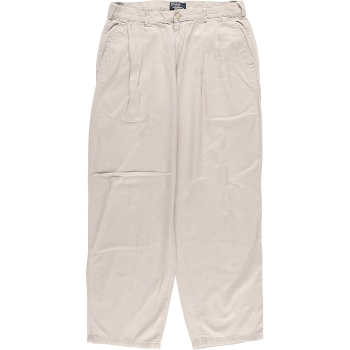 90'S Ralph Lauren POLO by Ralph Lauren Two-pleat Chino Pants Made in USA Men's W33 Vintage cotton gray type Vintage Second Hand