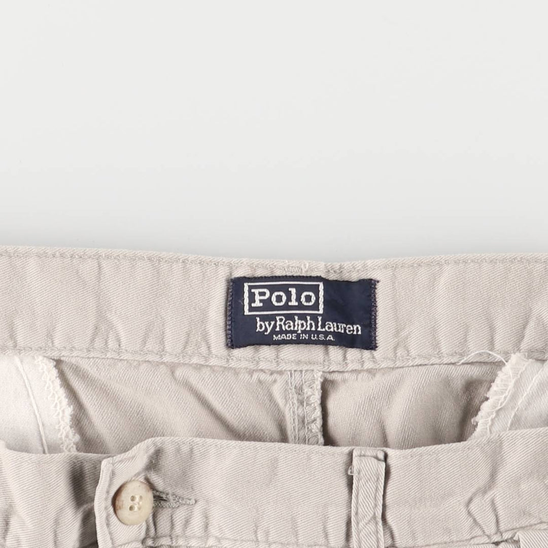 90'S Ralph Lauren POLO by Ralph Lauren Two-pleat Chino Pants Made in USA Men's W33 Vintage cotton gray type Vintage Second Hand
