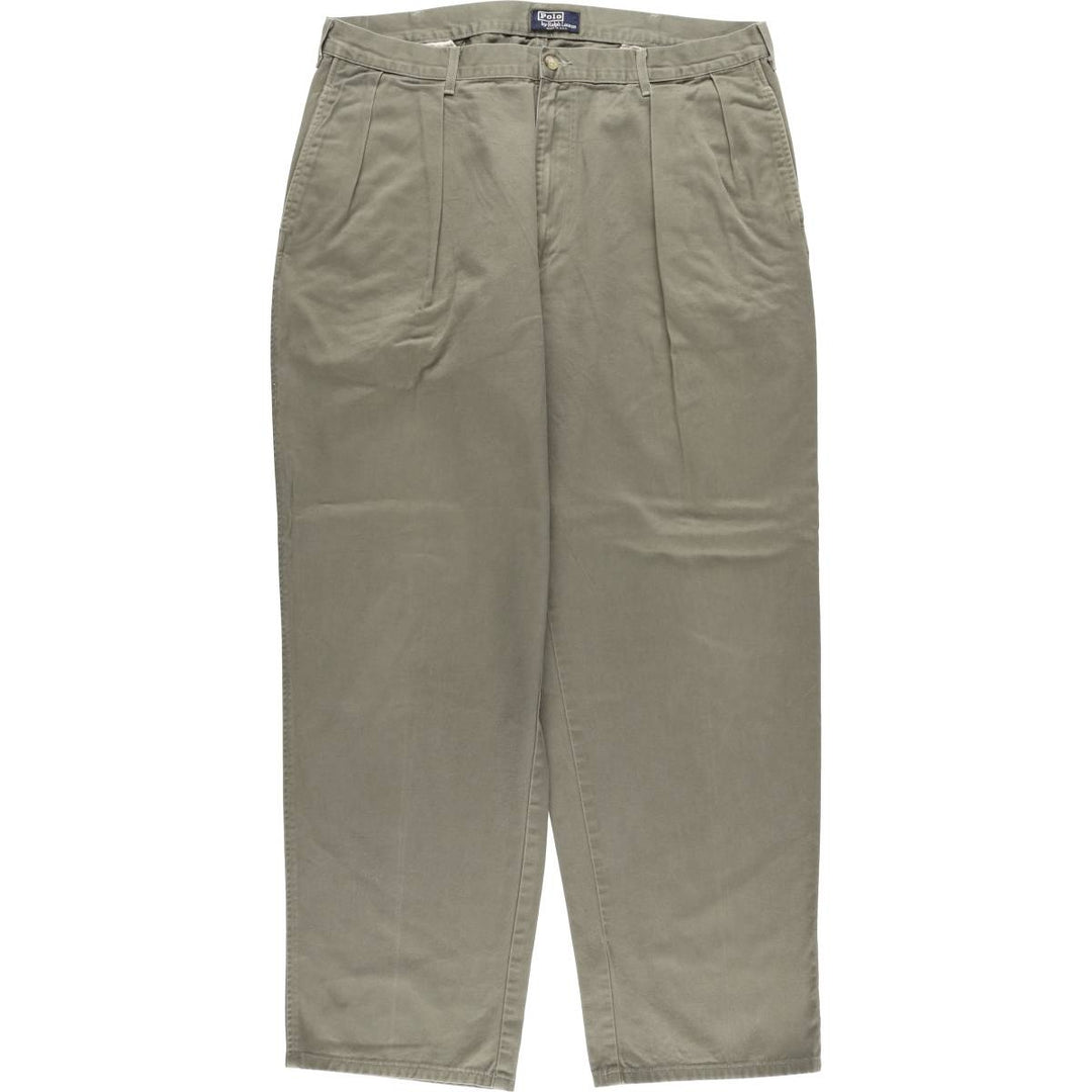 90'S Ralph Lauren POLO by Ralph Lauren Two-pleat Chino Pants Made in USA Men's W37 Vintage cotton Khaki type Vintage Second Hand