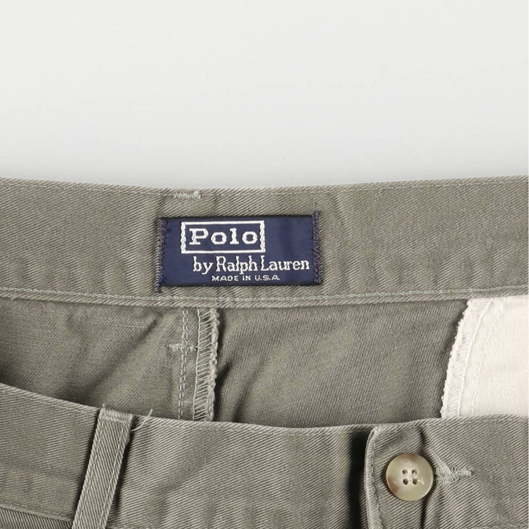 90'S Ralph Lauren POLO by Ralph Lauren Two-pleat Chino Pants Made in USA Men's W37 Vintage cotton Khaki type Vintage Second Hand