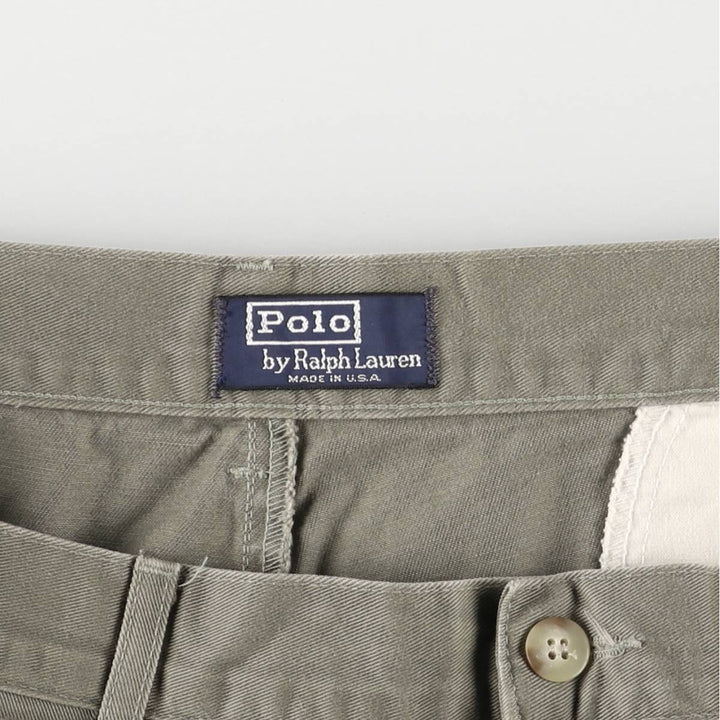 90'S Ralph Lauren POLO by Ralph Lauren Two-pleat Chino Pants Made in USA Men's W37 Vintage cotton Khaki type Vintage Second Hand