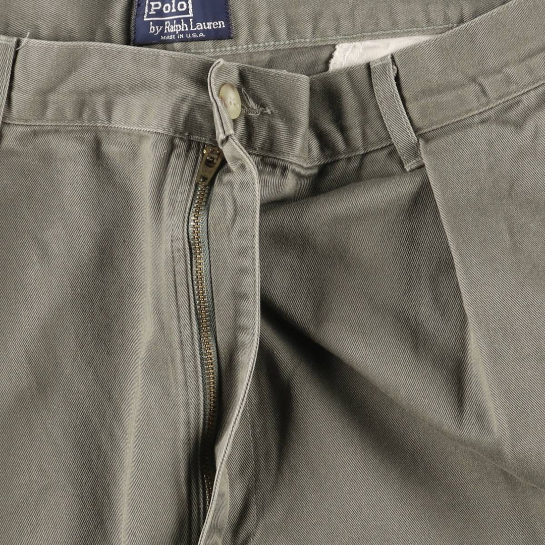 90'S Ralph Lauren POLO by Ralph Lauren Two-pleat Chino Pants Made in USA Men's W37 Vintage cotton Khaki type Vintage Second Hand