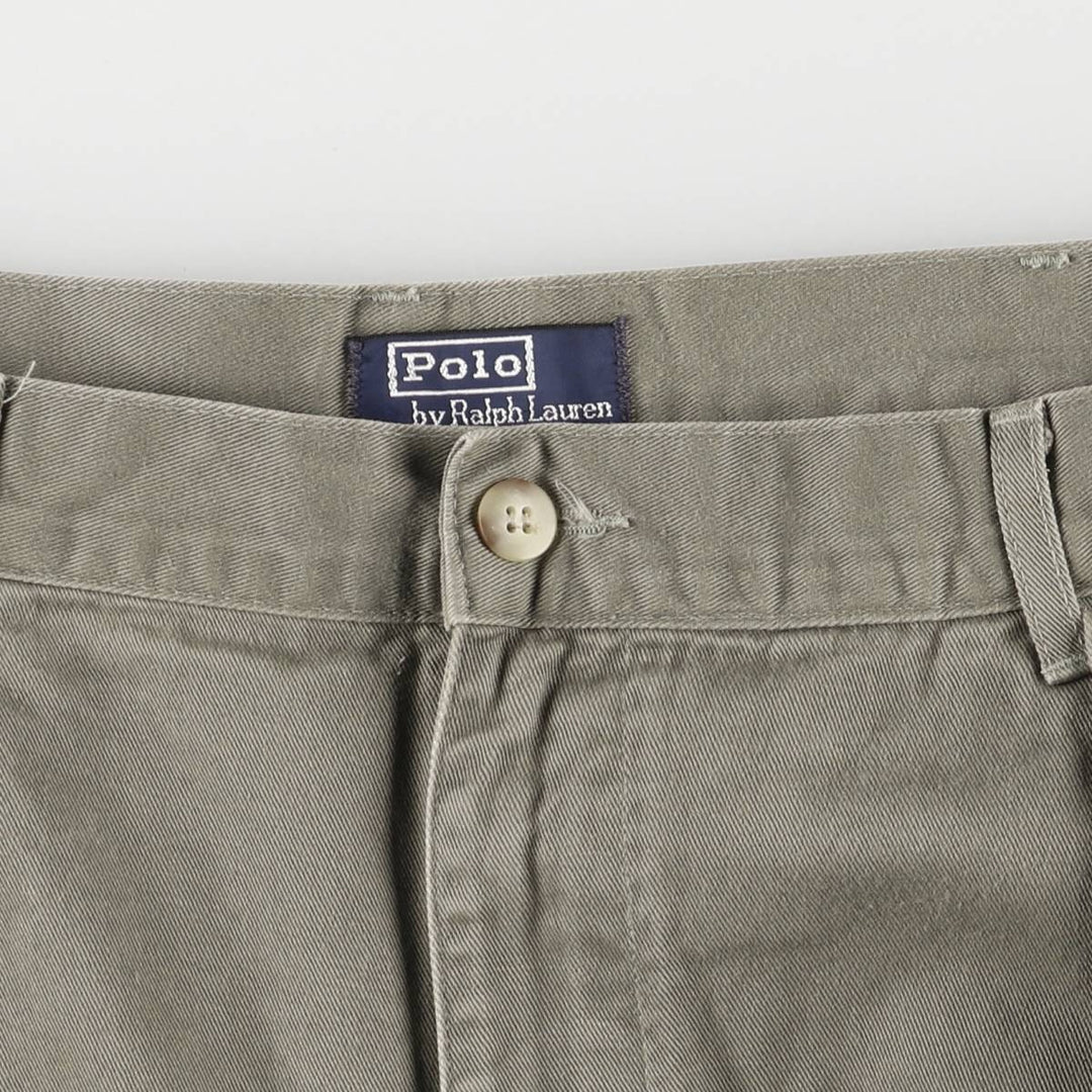 90'S Ralph Lauren POLO by Ralph Lauren Two-pleat Chino Pants Made in USA Men's W37 Vintage cotton Khaki type Vintage Second Hand