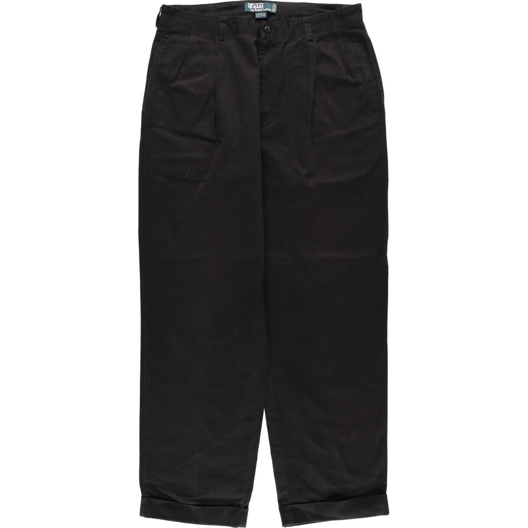 Ralph Lauren POLO by Ralph Lauren HAMMOND PANT, two-pleat chino pants, men's, W33 equivalent cotton black type Vintage Second Hand