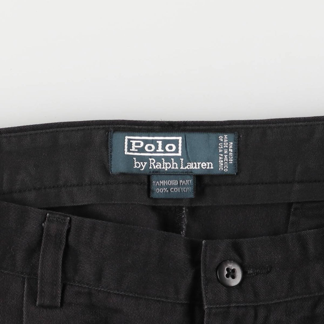 Ralph Lauren POLO by Ralph Lauren HAMMOND PANT, two-pleat chino pants, men's, W33 equivalent cotton black type Vintage Second Hand