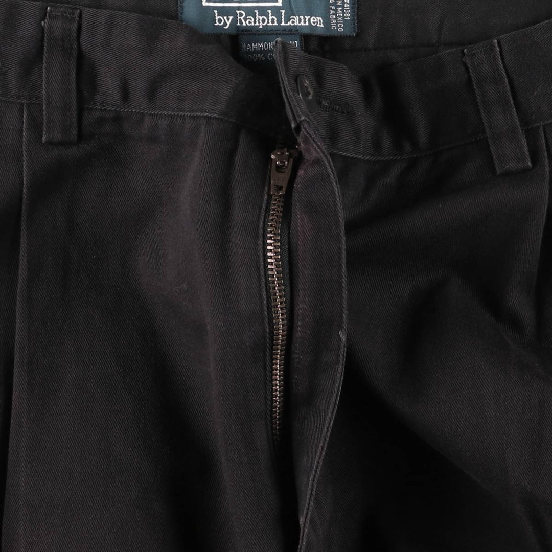 Ralph Lauren POLO by Ralph Lauren HAMMOND PANT, two-pleat chino pants, men's, W33 equivalent cotton black type Vintage Second Hand