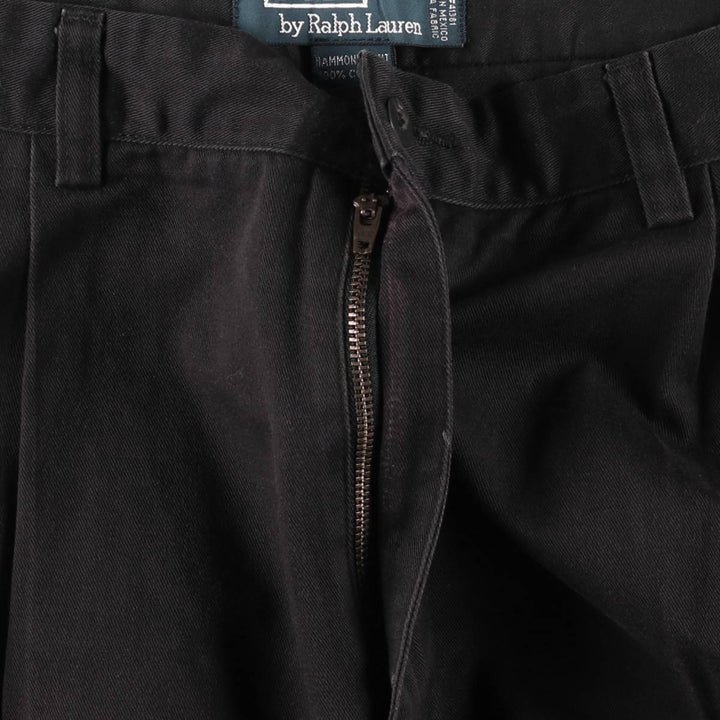 Ralph Lauren POLO by Ralph Lauren HAMMOND PANT, two-pleat chino pants, men's, W33 equivalent cotton black type Vintage Second Hand