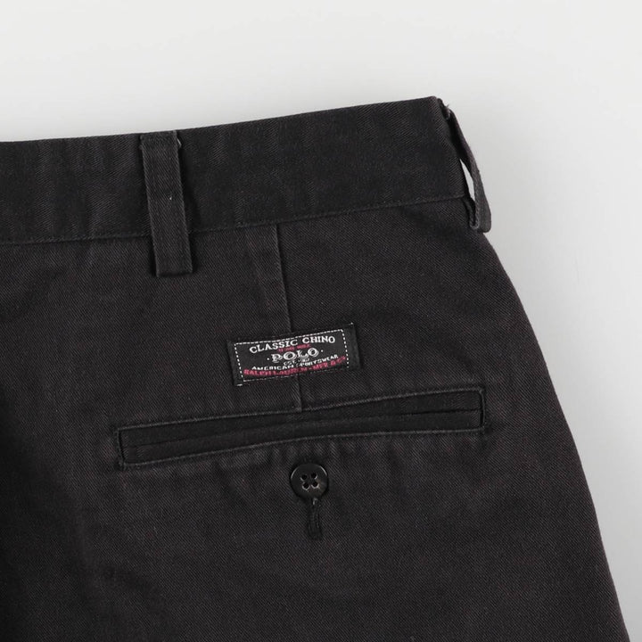 Ralph Lauren POLO by Ralph Lauren HAMMOND PANT, two-pleat chino pants, men's, W33 equivalent cotton black type Vintage Second Hand