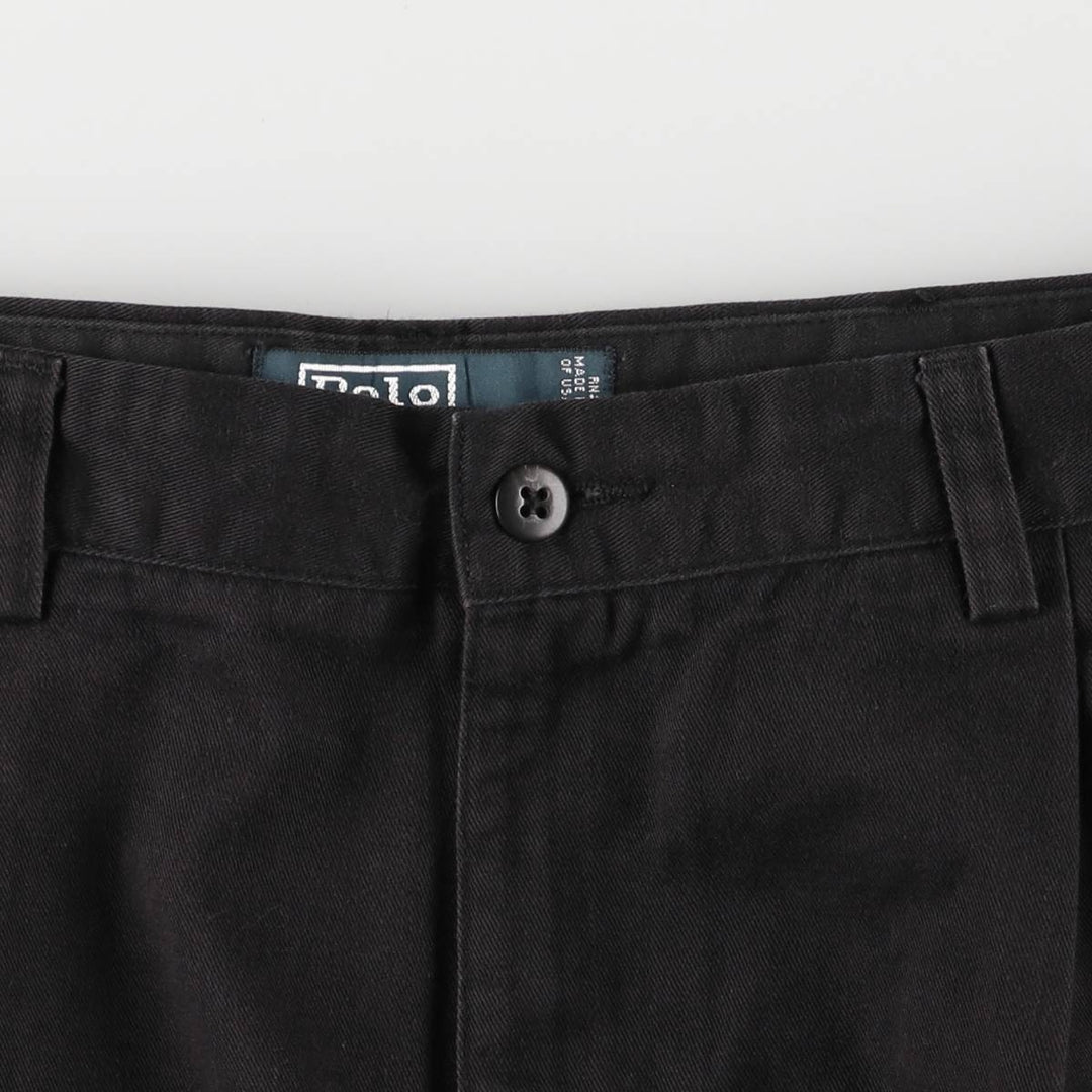 Ralph Lauren POLO by Ralph Lauren HAMMOND PANT, two-pleat chino pants, men's, W33 equivalent cotton black type Vintage Second Hand