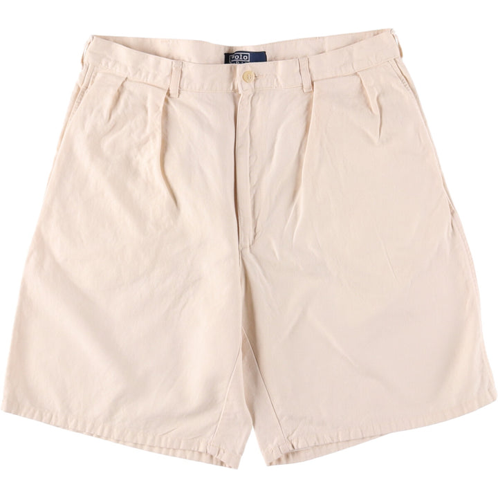 Ralph Lauren POLO by Ralph Lauren Two-pleat cotton x linen shorts, short pants, men's size w34 cotton Beige type Vintage Second Hand