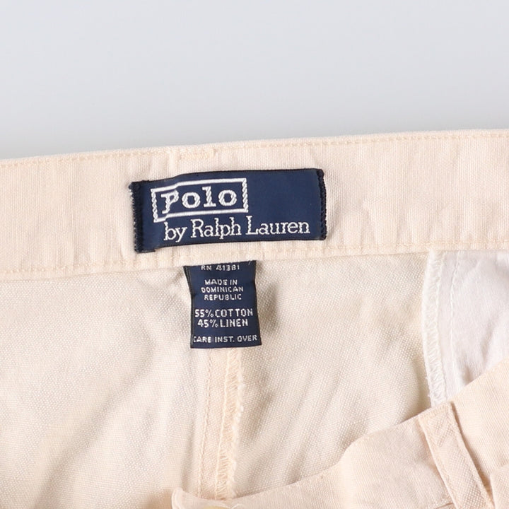 Ralph Lauren POLO by Ralph Lauren Two-pleat cotton x linen shorts, short pants, men's size w34 cotton Beige type Vintage Second Hand