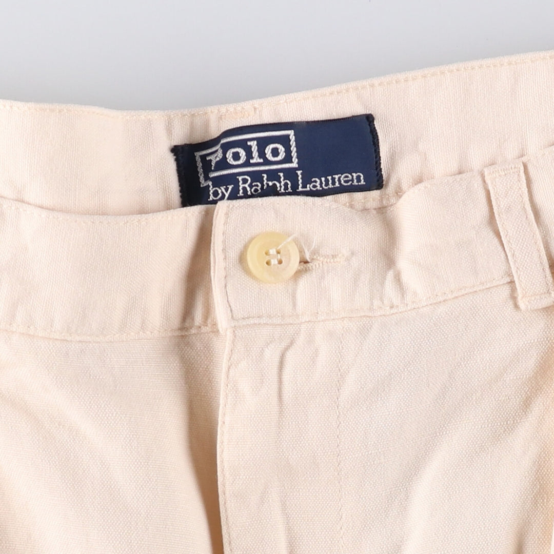 Ralph Lauren POLO by Ralph Lauren Two-pleat cotton x linen shorts, short pants, men's size w34 cotton Beige type Vintage Second Hand