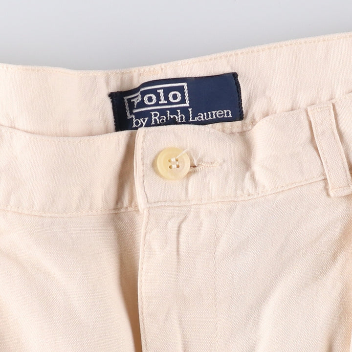 Ralph Lauren POLO by Ralph Lauren Two-pleat cotton x linen shorts, short pants, men's size w34 cotton Beige type Vintage Second Hand