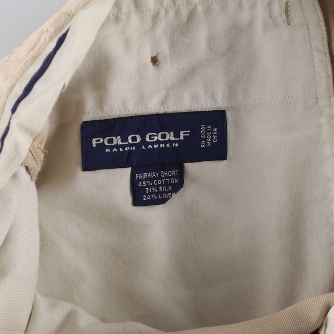 Ralph Lauren POLO GOLF Two-pleat cotton shorts for men, size W34 cotton Beige type Vintage Second Hand