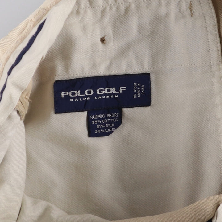 Ralph Lauren POLO GOLF Two-pleat cotton shorts for men, size W34 cotton Beige type Vintage Second Hand
