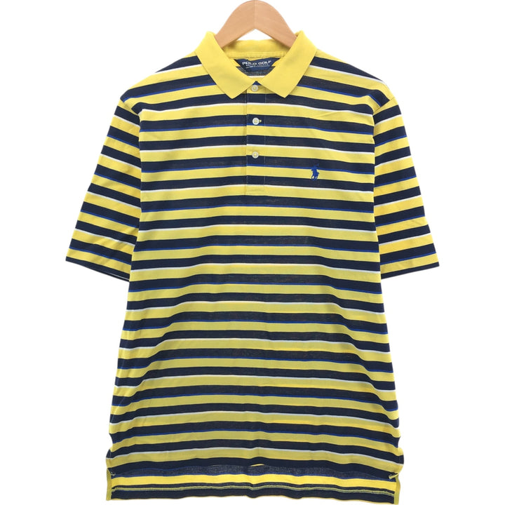 Ralph Lauren POLO GOLF Polo Golf short sleeve striped polo shirt men's size M Pima Cotton yellow type Vintage Second Hand