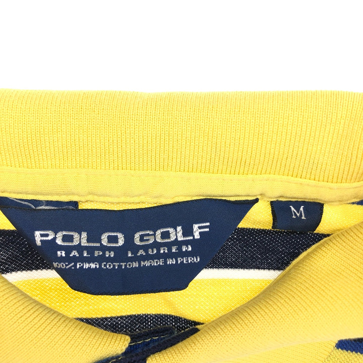 Ralph Lauren POLO GOLF Polo Golf short sleeve striped polo shirt men's size M Pima Cotton yellow type Vintage Second Hand
